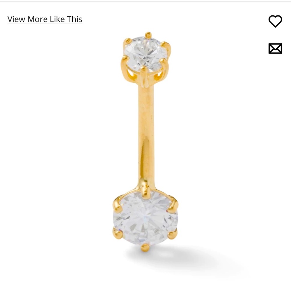 14 carat gauge cubic zirconia belly button ring in 10k semi-solid gold